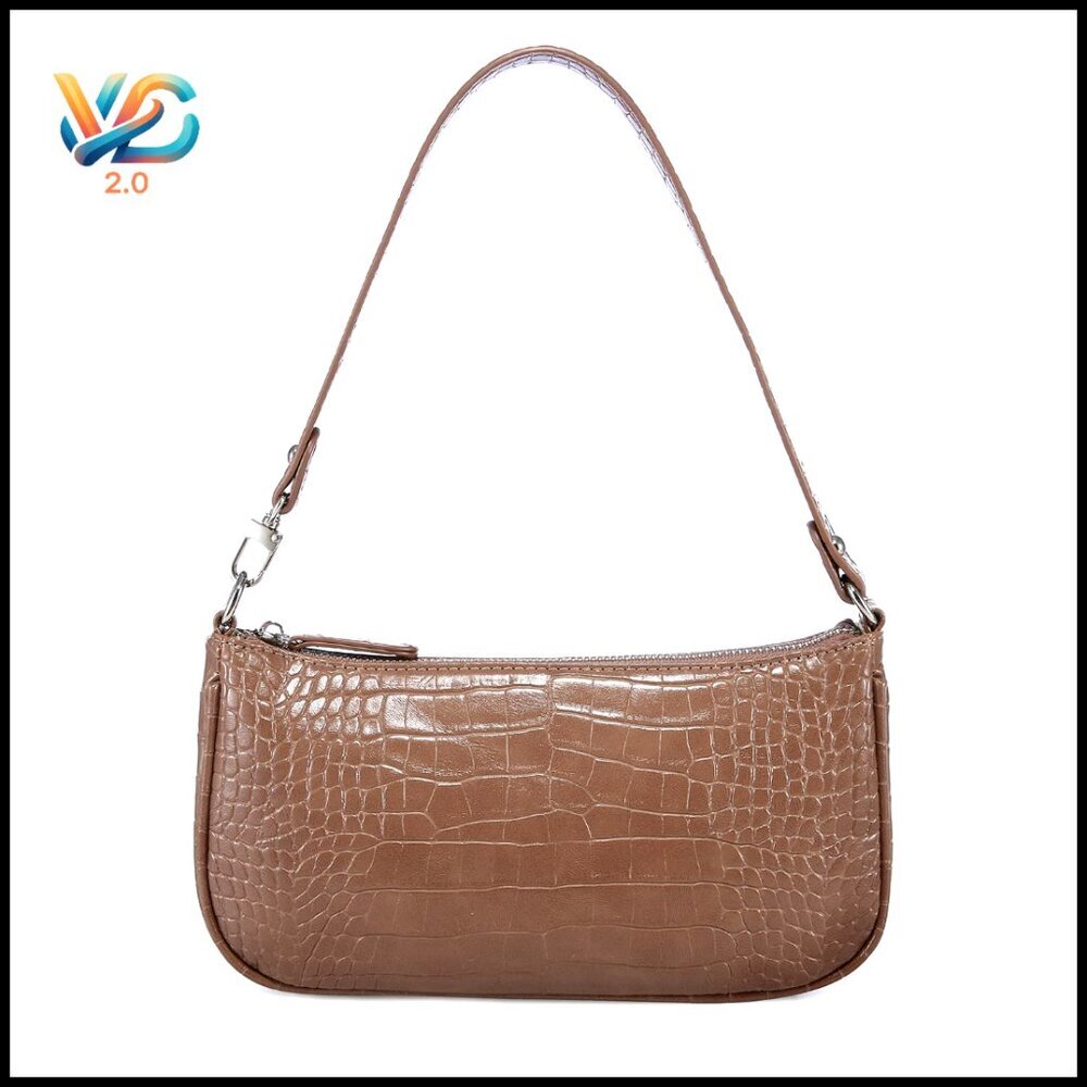 Small PU Leather Tote Shoulder Bag with Crocodile Pattern Retro Design‎